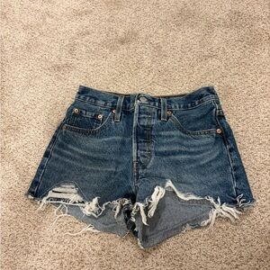 Levi's Blue Distressed Jean Shorts